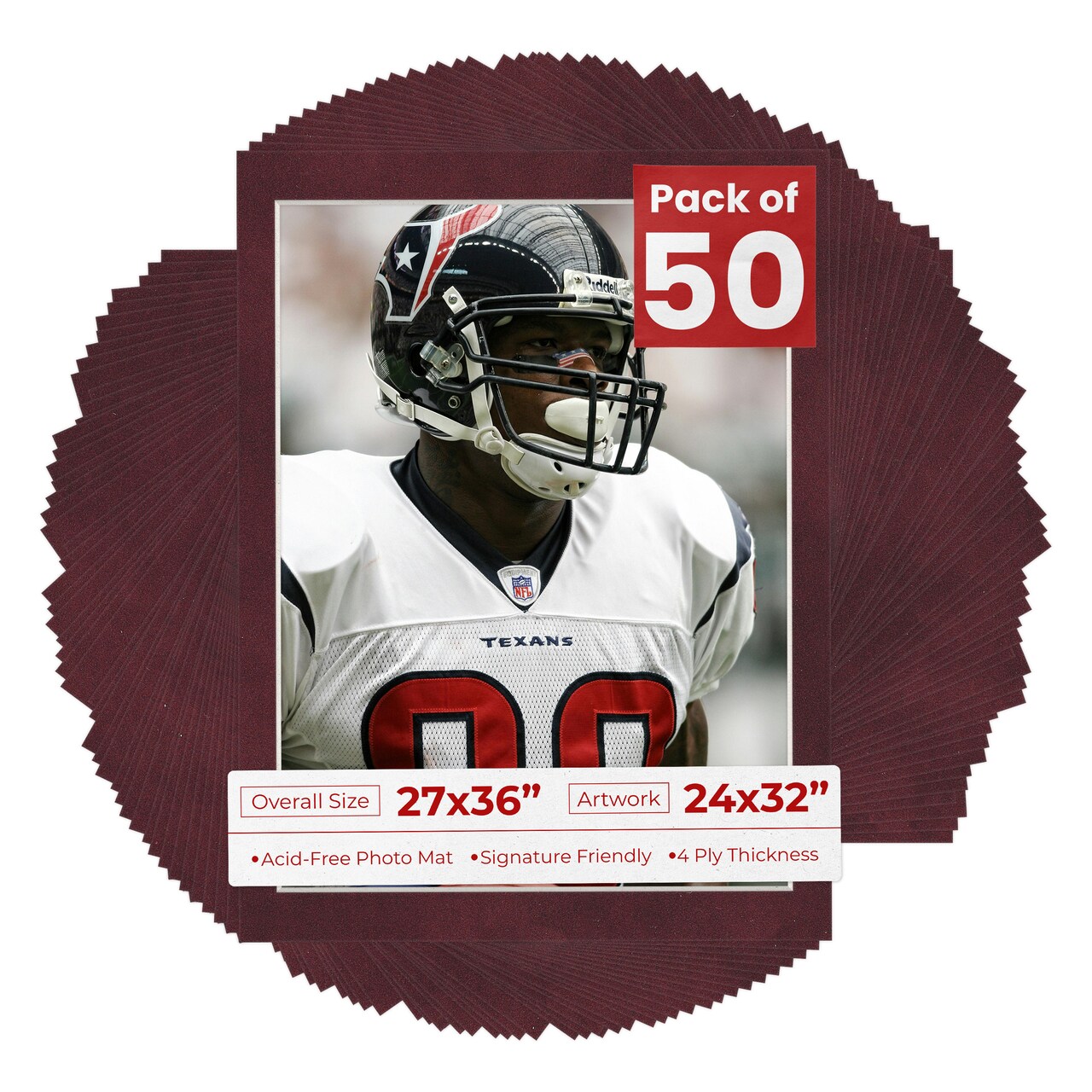 Dark Red Suede Mat Board for 27x36 Frames - Fits 24x32 Photos